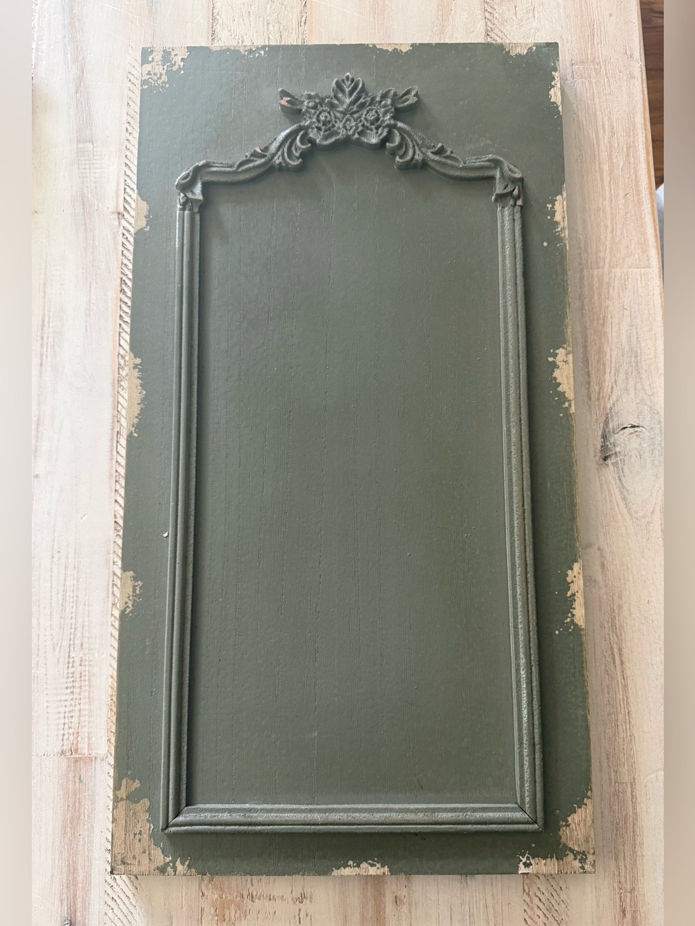 Ornate Panel Wall Decor in Deep Olive Green